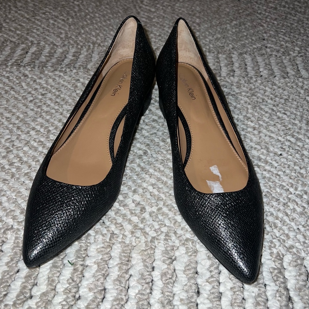 Calvin Klein Black Pointed Toe Flats